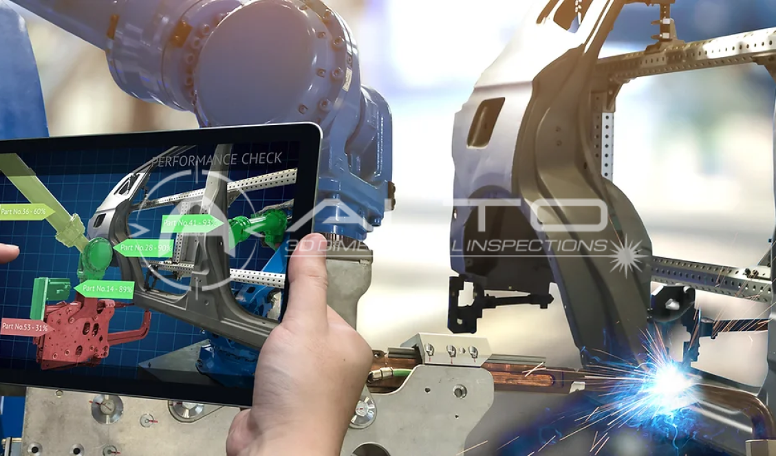 SuPAR augmented reality visual inspection displaying real-time quality and performance analysis of an automotive assembly process.